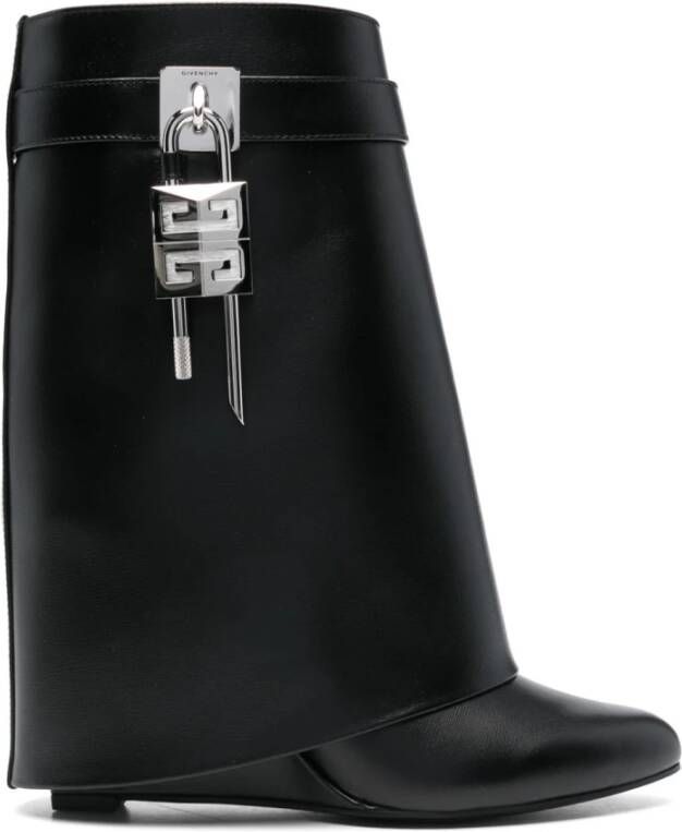 Givenchy Zwarte leren enkellaarzen met metalen sluiting