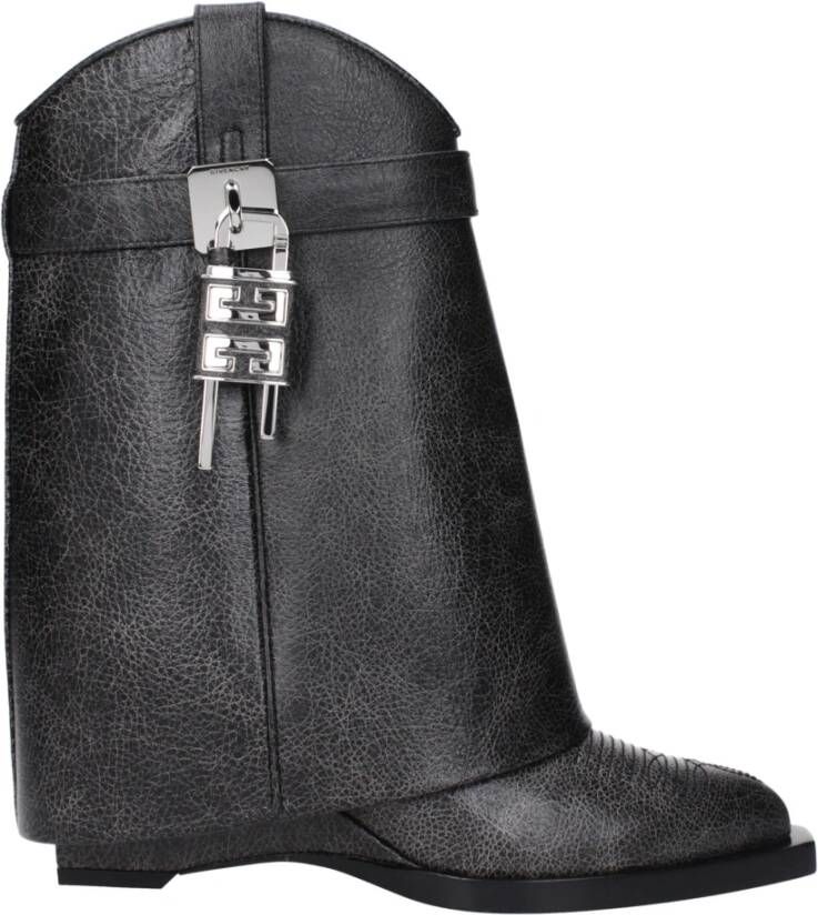 Givenchy Zwarte Leren Enkellaarzen Vintage Stijl