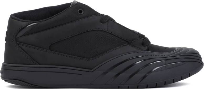 Givenchy Zwarte Leren Mid-Top Sneakers Black Heren