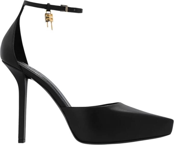 Givenchy Zwarte Kalfsleren Lock Platform Pumps Zwart Dames