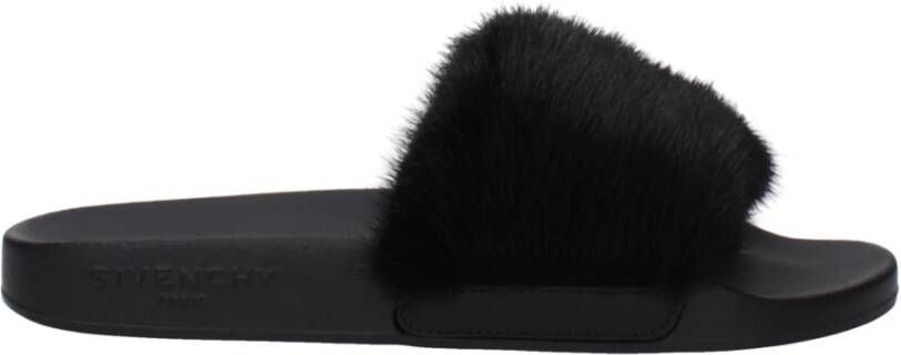 Givenchy Zwarte Rubberen Slipper met Zijlogo