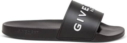 Givenchy Zwarte Slide Sandalen met Contrasterende Handtekening Zwart Dames