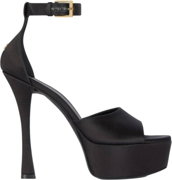 Givenchy Zwarte Satijnen Hakken Sandalen