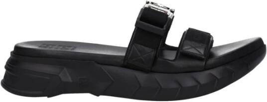 Givenchy Zwarte Stoffen Logo Slippers Clips Sluiting