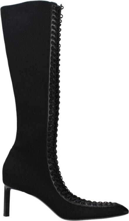 Givenchy Zwarte Stoffen Puntige Neus Ritslaarzen