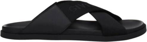 Givenchy Zwarte stoffen slippers met voorlogo