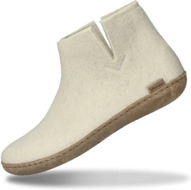 Glerups Comfortabele Wol Enkellaarzen Beige Dames