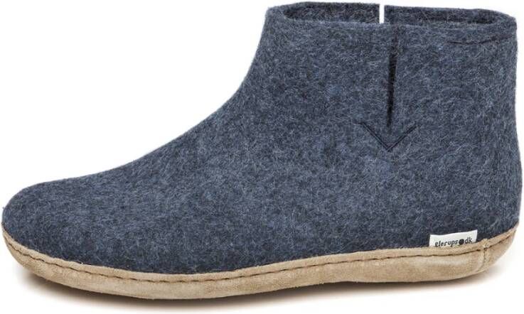 Glerups Gezellige Wollen Pantoffels Blue Heren