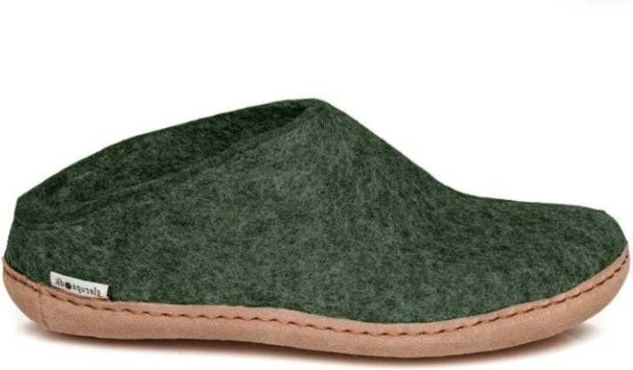 Glerups Groene wollen pantoffels Green Heren