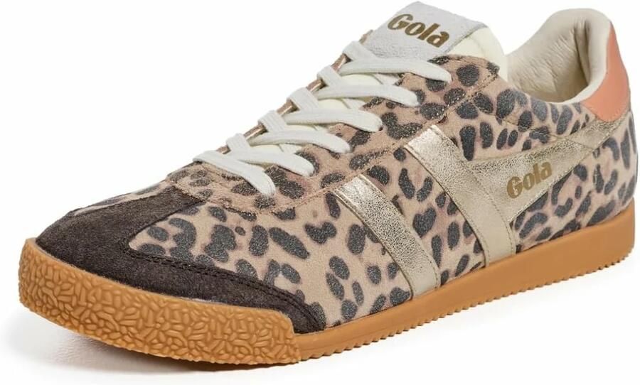 Gola Elan Safari Damessneaker Leopard-Licht-Karamel-Goud-Groen-Mist - Foto 4