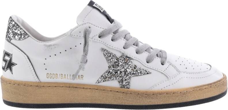 Golden Goose Witte Ballstar Sneakers met Glitter Ster en Hak White Dames