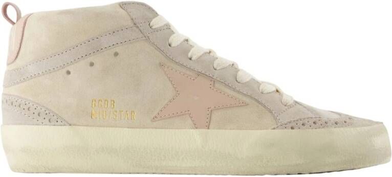 Golden Goose Beige Leren Mid Star Sneakers