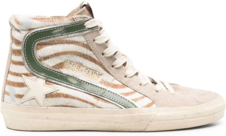 Golden Goose Beige Veterschoenen met Sterpatch