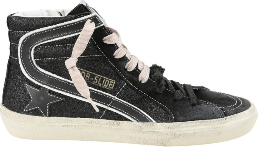 Golden Goose Blauwe en Roze Suede Mid Star Sneakers