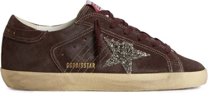Golden Goose Bruin Leren Glitter Ster Sneakers