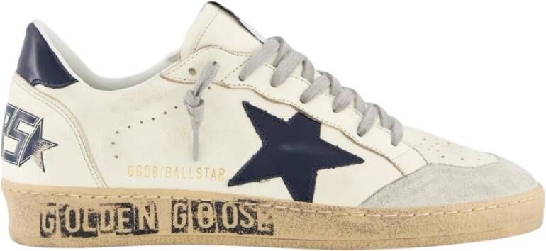 Golden Goose Leren Veterschoenen Platte Rubberen Zool White Heren