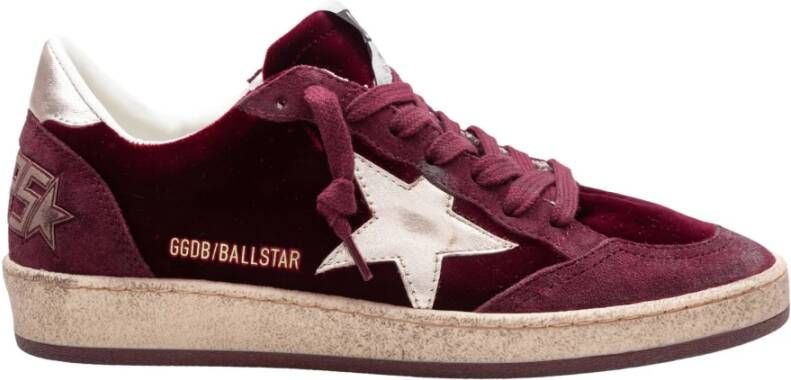 Golden Goose Fluweel- en Suède Sneakers in Bordeaux