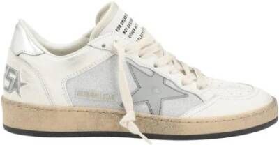 Golden Goose Glitter Leren Sneakers Wit Zilver Gray Dames
