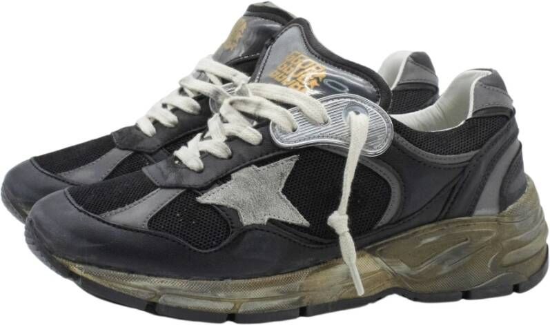 Golden Goose Gebruikte Look Sneaker met Zilveren Canvas Ster Black