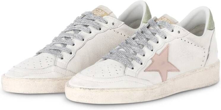 Golden Goose Low-Top Sneakers White Ballstar Sneakers With Pink Star in wit
