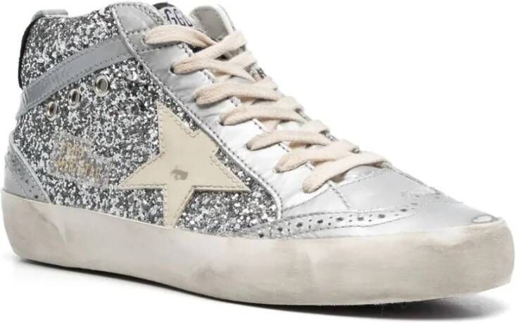 Golden Goose Sneakers Mid Star Glitter Upper Sneaker in zilver