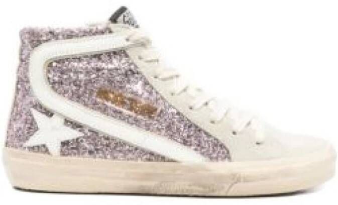 Golden Goose Glitter-panel high-top sneakers