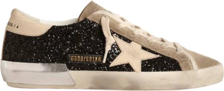 Golden Goose Glitter Zwarte Super-Star Sneakers Zwart Heren