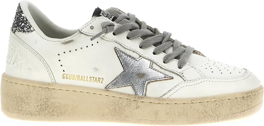 Golden Goose Zilveren Leren Sneakers met Glitter Hiel White Dames - Foto 3