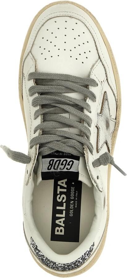 Golden Goose Zilveren Leren Sneakers met Glitter Hiel White Dames - Foto 4