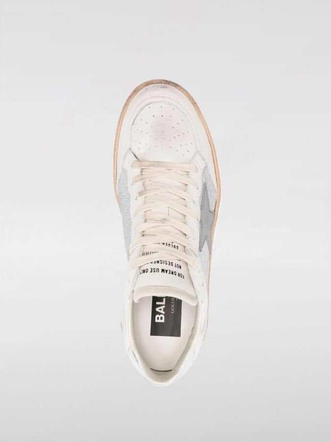 Golden Goose Glitter Leren Sneakers Wit Zilver Gray Dames