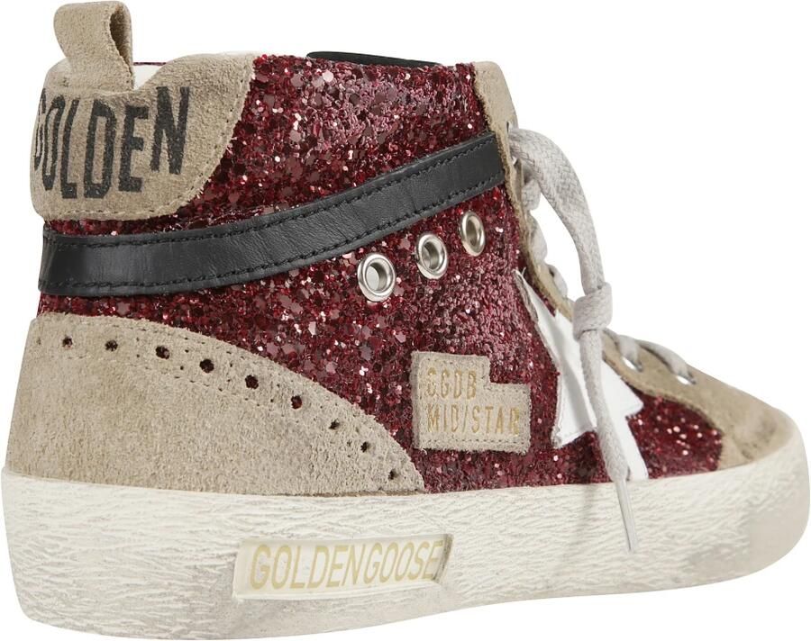 Golden Goose Low-Top Sneakers Mid Star Glitter Sneakers With Contrasting Star in rood - Foto 2
