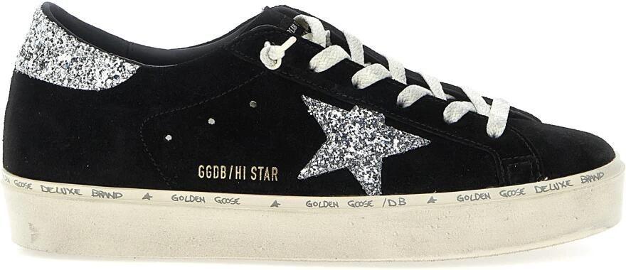 Golden Goose Zwarte Suède Sneakers met Zilveren Glitter Ster Black Dames - Foto 4
