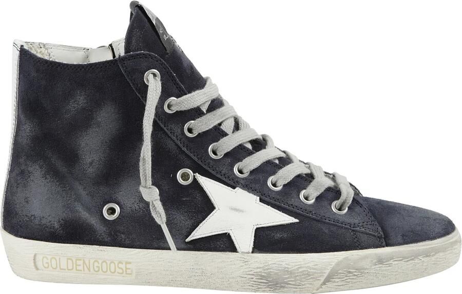 Golden Goose Marineblauwe Ster Witte Fancy Suède Laars Zwart Heren