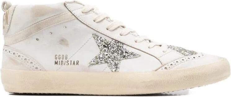 Golden Goose Mid Star leren en glitter high top sneakers