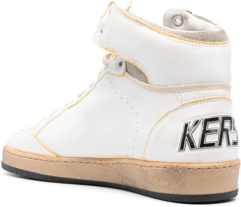 Golden Goose Wit Taupe Sky Star Nappa Suede Nylon Tong Wit Heren