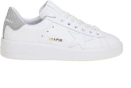 Golden Goose Witte Leren Sneakers met Glitterhak White Dames