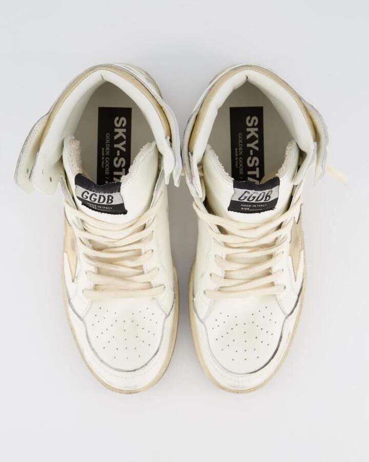 Golden Goose Sky Star Sneakers Gladde Kalfsleer Ronde Neus White Dames