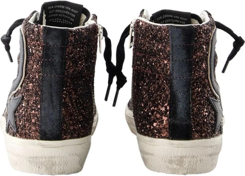 Golden Goose Glitter Sneakers met ronde neus Brown Dames
