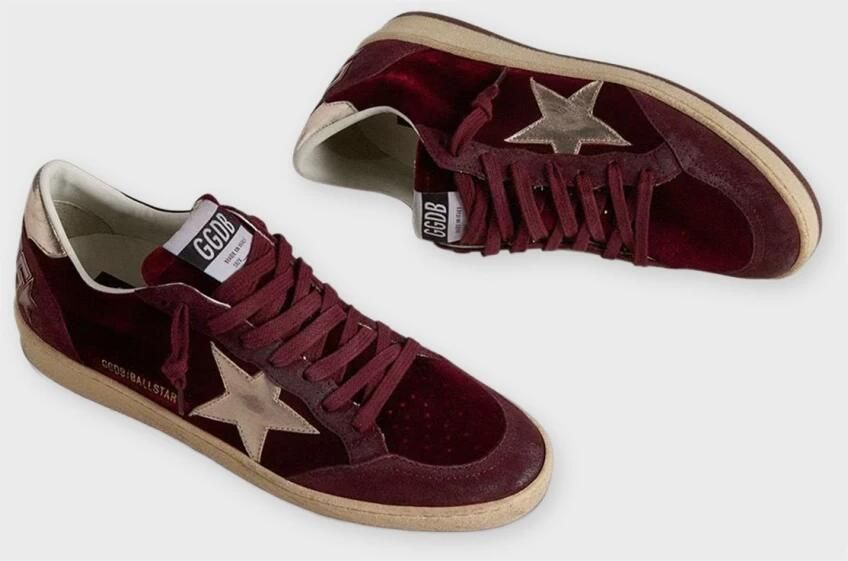 Golden Goose Rode Sneakers Fluweel Suède Chic Stijl