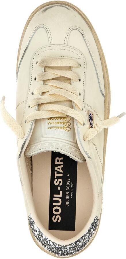 Golden Goose Low-Top Sneakers Low-Top White Leather Sneakers With Glitter Heel T in wit