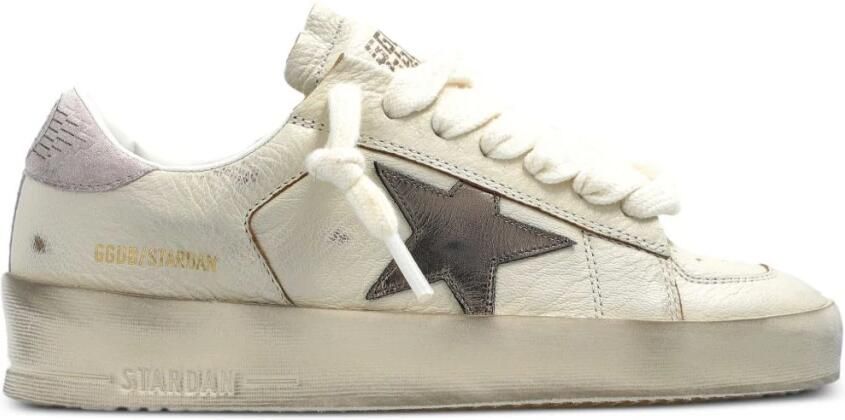 Golden Goose Low-Top Sneakers Vintage-Inspired Distressed Sneakers With Prominen in beige