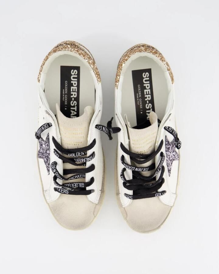 Golden Goose Glitter Ster Hak Leren Sneakers White Dames