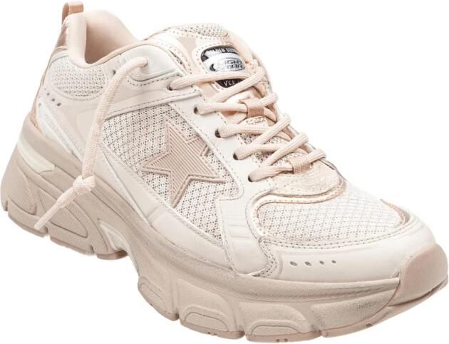 Golden Goose Taupe Leren Mesh Sneakers Rose Goud