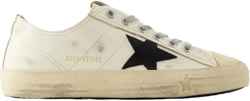 Golden Goose V-Star 2 Sneakers Leer Dirty White Zwart White Heren