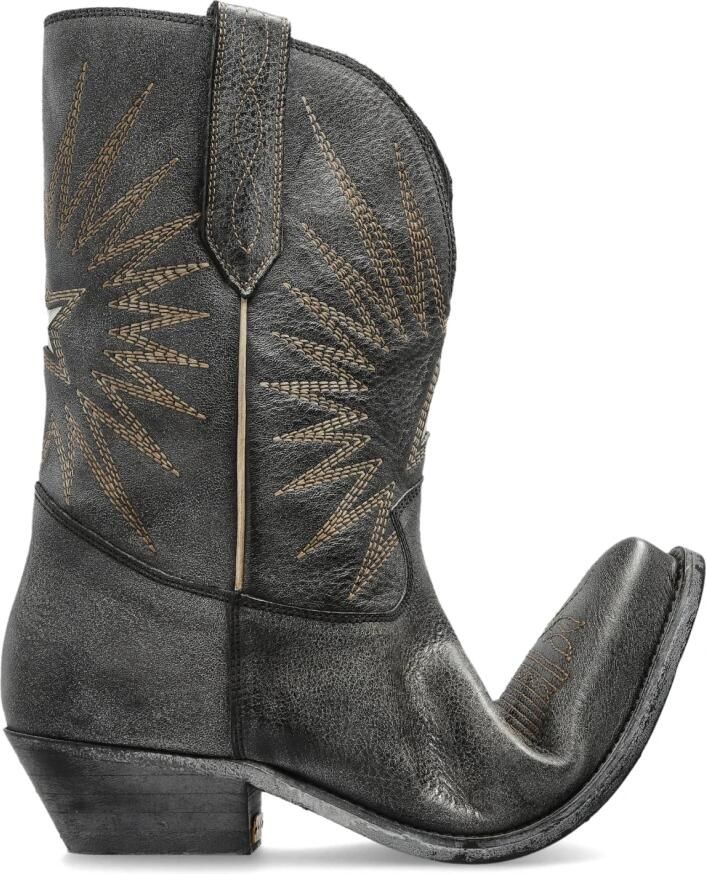 Golden Goose Puntige leren Texaanse laarzen met decoraties Black Dames - Foto 2
