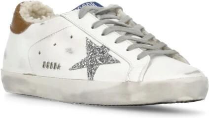 Golden Goose Witte Leren Glitter Ster Sneakers