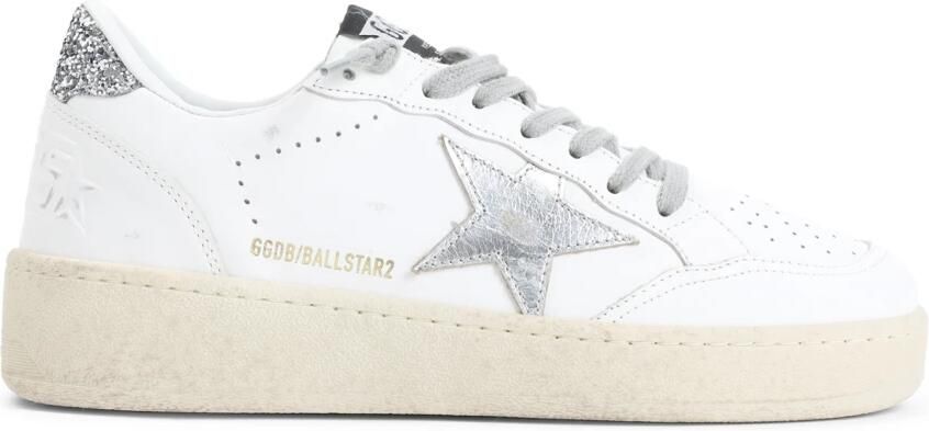Golden Goose Zilveren Leren Sneakers met Glitter Hiel White Dames - Foto 5