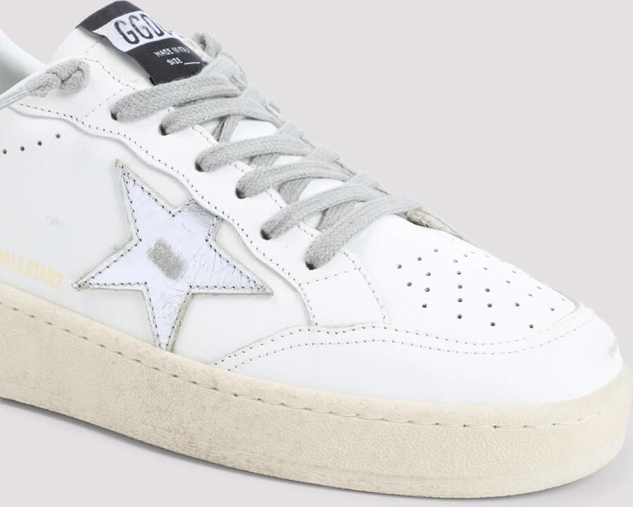Golden Goose Zilveren Leren Sneakers met Glitter Hiel White Dames