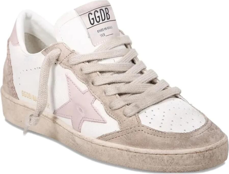 Golden Goose Witte Roze Beige Ballstar Sneakers