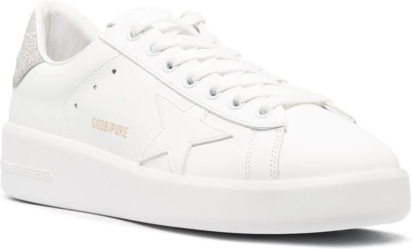 Golden Goose Witte Leren Sneakers met Glitterhak White Dames